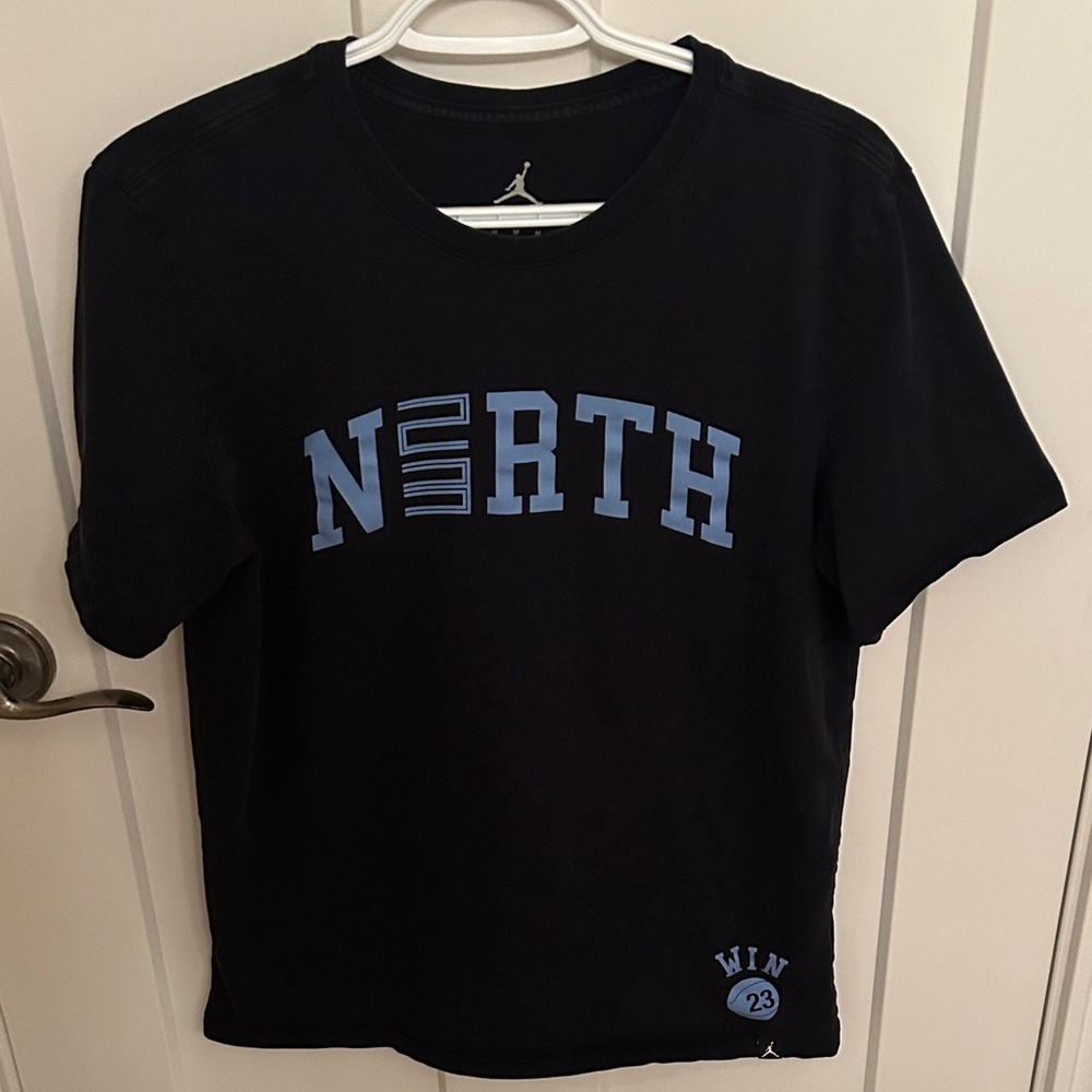 Jordan Kids Navy Blue Tee with Blue 'North' Graphic, Size Youth M